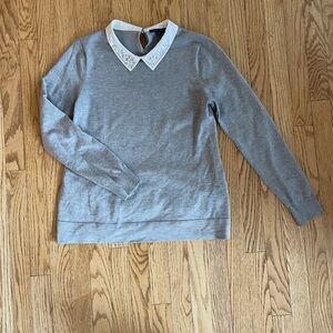 Tommy Hilfiger Women's Gray Sweater with Embellished Collar